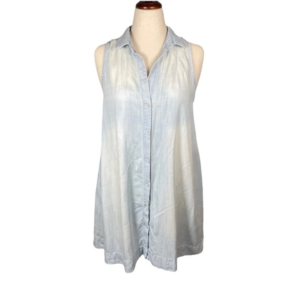Bella Dahl Light Blue Chambray Sleeveless T-Shirt A-Line Dress Size Medium - Picture 1 of 7